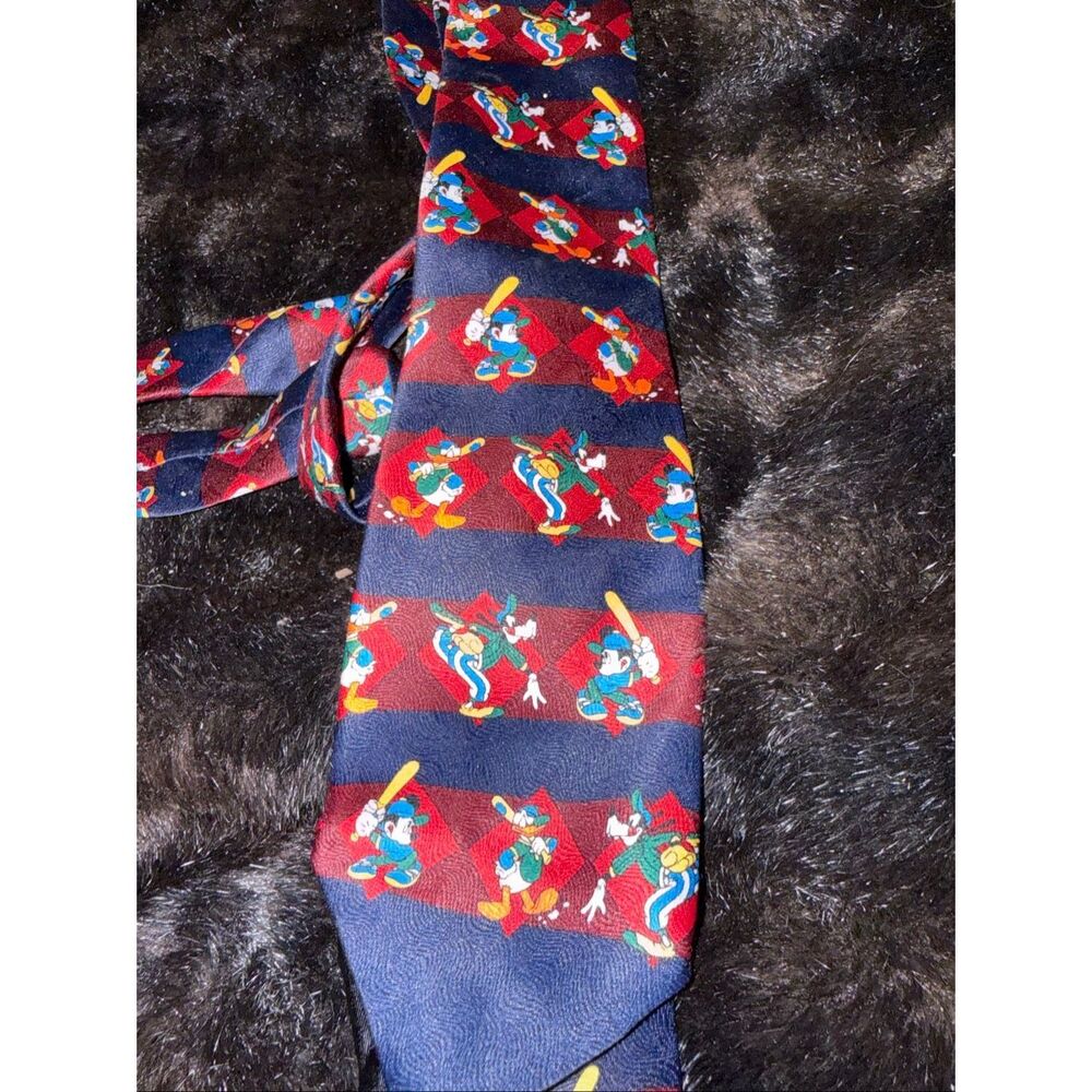 Disney Mickey Unlimited Mickey Goofy Donald Duck Baseball Tie 100% Polyester